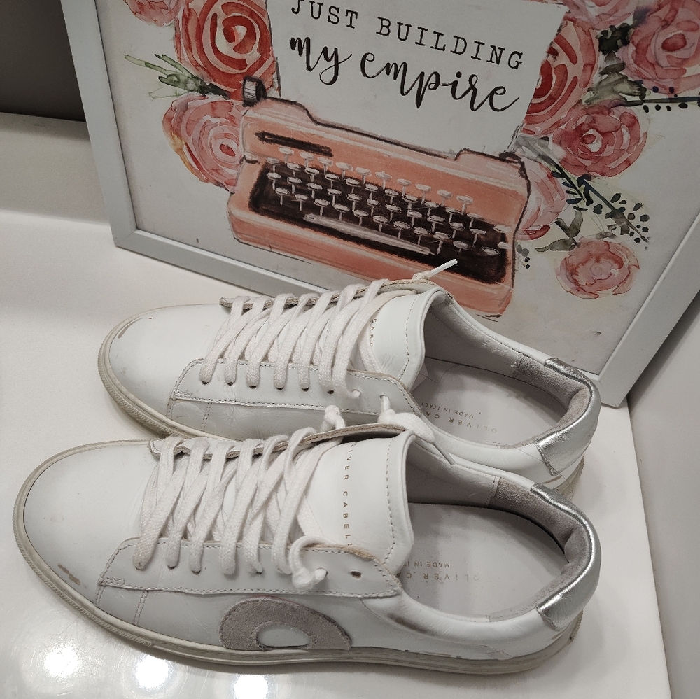 đ„°EUC Oliver Cabell Low 1 Vienna Distressed Look Leather Lace Up Sneaker Trainer - Picture 6 of 16